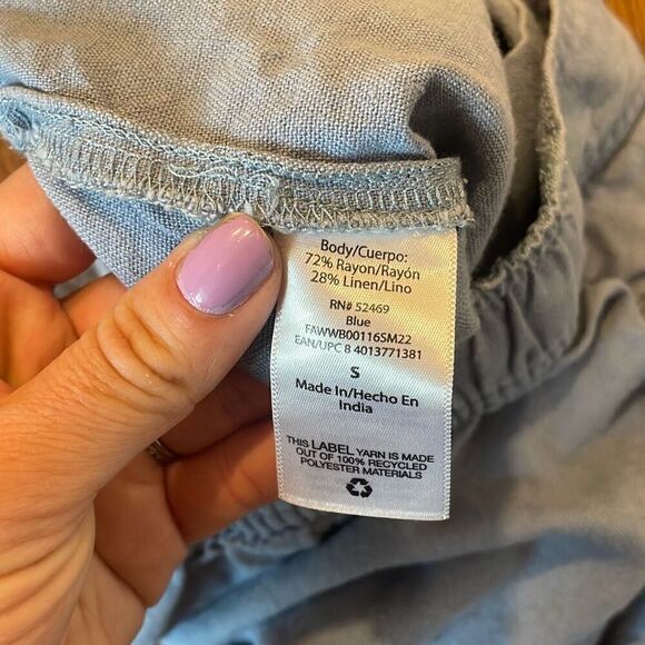 Free Assembly blue linen blend pleat front pull on short small - Picture 9 of 10